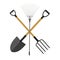 Garden Tools, Instruments Flat Icon Collection Set. Shovel, Rake