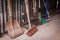 Garden tools in a shed