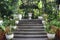 Garden Vintage Setting Stairs with Flower Pots.