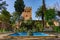 Garden with a Water Fountain inside the Kasbah of Chefchaouen Morocco