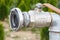 Garden water tap. faucet for watering or for irrigation of agricultural plants in fields
