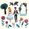 Garden wedding clipart. Isolated elements.