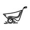 A garden wheelbarrow, a hand-drawn doodle-style element. Wheelbarrow for transporting the earth. Simple vector in linear