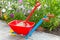 Garden wheelbarrow with sand