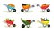 Garden Wheelbarrows Full of Fresh Vegetables Illustrated Set.