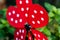 Garden whirligig abstract red with white ladybug dots