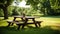 garden wooden picnic table