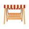 Garden wooden swing with striped awning vector illustration