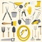 Garden work icon set. Working tools