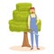 Garden worker icon cartoon vector. Tree hedge