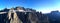 Gardena Pass in Italy Dolomites Alps evening nice weather wide panorama