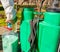 Gardener is blending substance with water in proper scale for sprinkles fruit trees