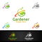 Gardener Care Logo with Green Garden Environment or Botanical Agriculture