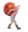 Gardener carrying a large red apple.