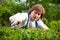 Gardener cutting a bush