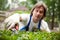 Gardener cutting a bush