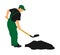Gardener digging the earth illustration. Dirty spade with ground.