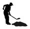 Gardener digging the earth silhouette illustration. Dirty spade with ground.