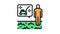 gardener dreaming for lawn mower color icon animation