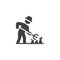 Gardener, farmer with pitchfork vector icon