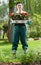 Gardener with flower seedlings