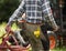 Gardener with gloves in pocket