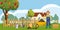 Gardener homestead icons set, cartoon style