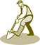 Gardener Landscaper Digging Shovel Retro