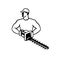 Gardener or Landscaper with Garden Hedge Trimmer or Shears Front View Retro Black and White