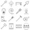 Gardener tools icons set, outline style