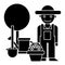 Gardener - tree - shovel - watering can - bush icon, vector illustration