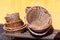 Gardener vintage baskets at an romantic old rural farm house - retro still life