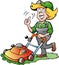 Gardener Woman with a Lawnmower