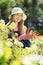 Gardener working in roses plant