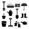 Gardeners Equipment Set Black icons