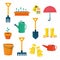 Gardeners Equipment Set Of Objects Needed For Gardening And Farming