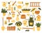 Gardeners Equipment Set Of Objects Needed For Gardening And Farming Isolated Vector