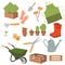 Gardeners Equipment Set Of Objects Needed For Gardening And Farming Isolated Vector Illustrations