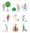 Gardeners and farmers. Happy characters growth vegetables agriculture workers vector cartoon people
