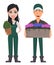 Gardeners, man and woman, cartoon characters, set.