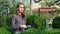 Gardening. The company of young people working in the garden. Series