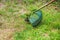 Gardening. Cutting the lawn with cordless grass trimmer, edger