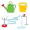 Gardening equipment watering can faucet water sprinkle vector