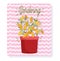 Gardening, flower leaves plant in pot, stripes background card