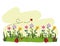 Gardening flowers flying ladybirds grass cartoon