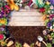 Gardening Frame - Tools And Flowerpots On Wooden Table