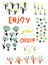 Gardening funny card with trees, flowers, birds and garden planning