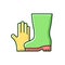 Gardening gloves and boots RGB color icon