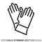 Gardening gloves vector line icon