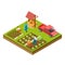 Gardening and harvesting vector 3d isometric concept